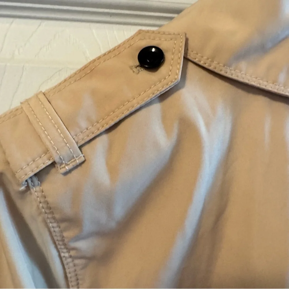 Joan Rivers Trench Rain Coat Beige Womens Small Button Front Pockets Belt Loops - Picture 5 of 14
